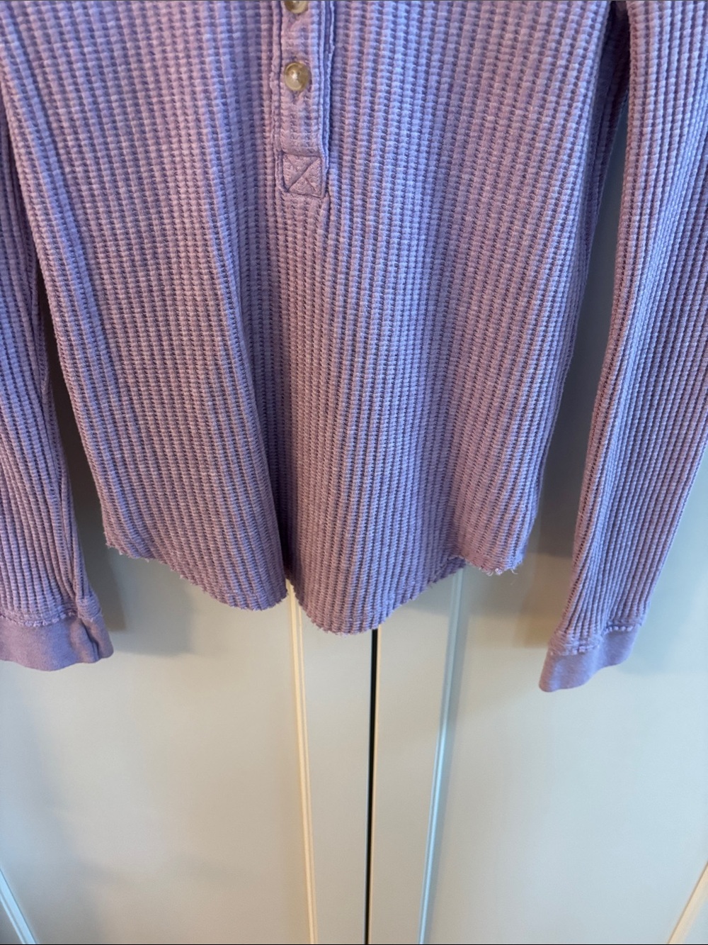 Faherty Lilac Heather Waffle Ribbed  Henley Long-Sleeve Top Like New Cotton XS - Picture 4 of 9